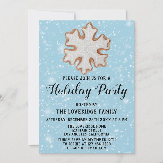 Weihnachten Snowflake Cookie Feiertag Party Blue S Einladung (Vorderseite)