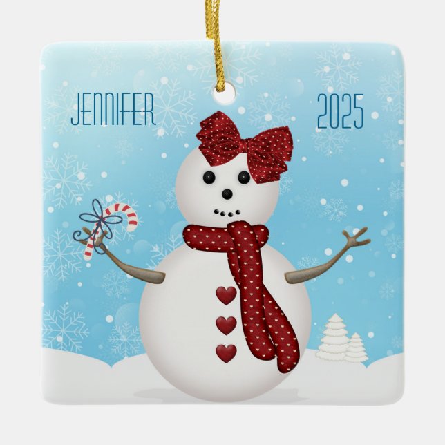 Weihnachten Snowgirl Keramikornament (Vorderseite)