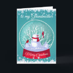 Weihnachten Snowglobe Snowman Kardinal Großmutter<br><div class="desc">Weihnachten Snowglobe Snowman mit Kardinal Rote Vögel im Schnee und frostige Schneeflocken für Ihre Großmutter</div>