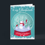 Weihnachten Snowglocke Snowman Kardinal Großeltern<br><div class="desc">Weihnachten Snowglobe Snowman mit Kardinal Rote Vögel im Schnee und frostige Schneeflocken für Ihre Großeltern</div>