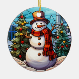 Weihnachten Snowman Buntglas-Stil Keramik Ornament