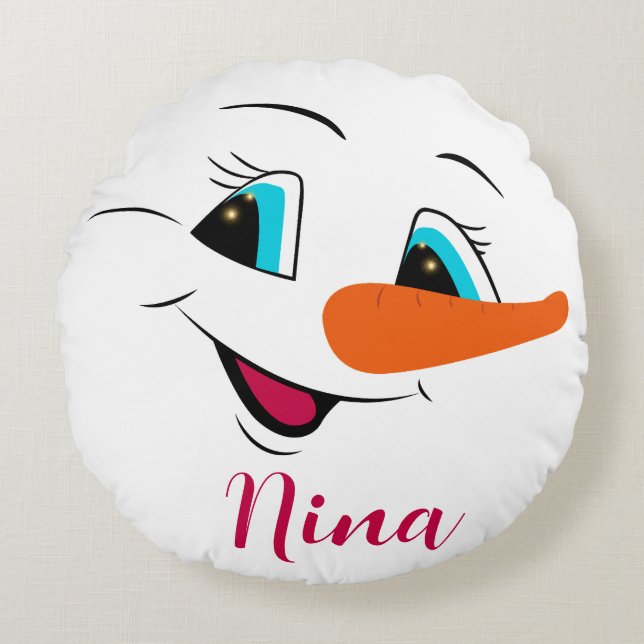 Weihnachten Snowman Face Personalisierter Name Fei Rundes Kissen (Vorderseite)