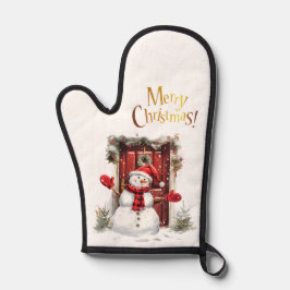 Weihnachten Snowman Gold Frohe Weihnachtsbeschreib Ofenhandschuh