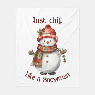 Weihnachten Snowman Just Chill Quote Spaß Wasserfa Fleecedecke