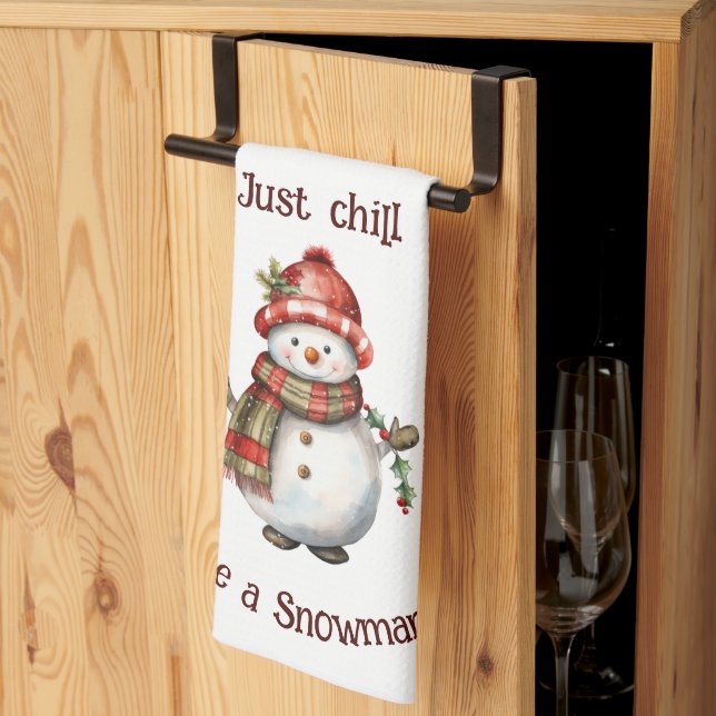 Weihnachten Snowman Just Chill Quote Spaß Wasserfa Geschirrtuch (Drittel gefaltet)