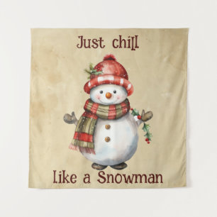 Weihnachten Snowman Just Chill Quote Spaß Wasserfa Wandteppich