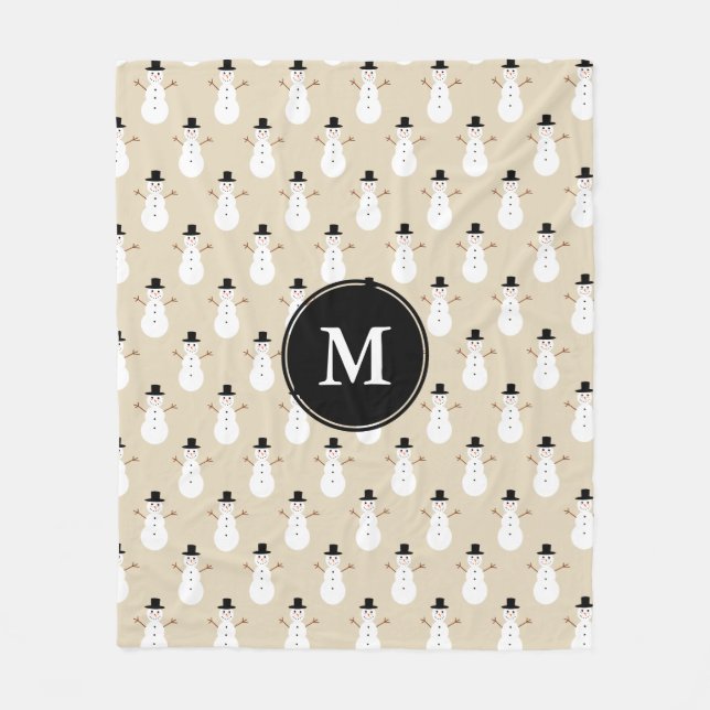 Weihnachten Snowman Pattern & Initialbrief Fleecedecke (Vorderseite)