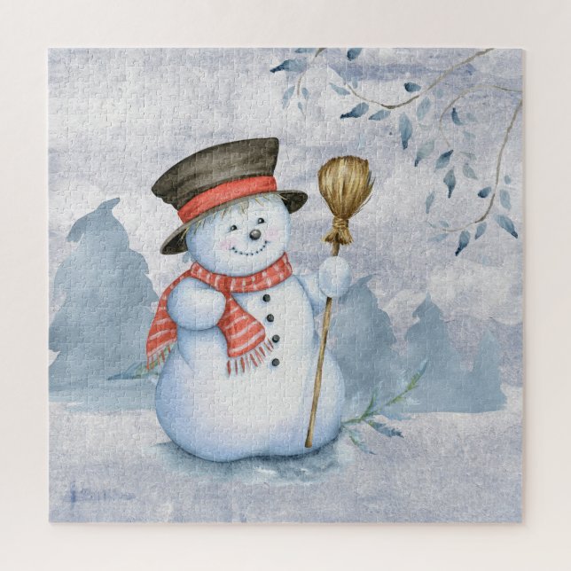 Weihnachten Snowman Watercolor Schnee (Vertikal)