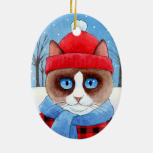 Weihnachten Snowshow oder Ragdoll Katzenverzierung Keramik Ornament