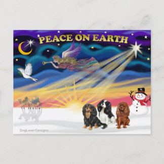 Weihnachten Sonnenaufgang - Cavalier King Charles Postkarte