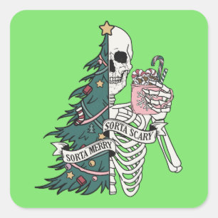 Weihnachten Sorta Beängstigend Sorta Merry Funny S Quadratischer Aufkleber