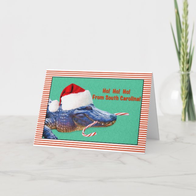 Weihnachten, South Carolina, Alligator Feiertagskarte (Vorderseite)