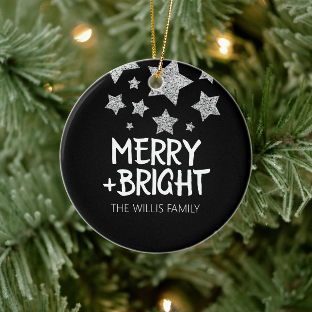 Weihnachten Sparkle Stars fröhlich heller Familien Keramik Ornament (Baum)