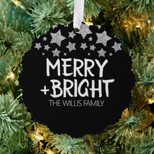 Weihnachten Sparkle Stars fröhlich heller Familien Ornament Karte (Insitu (Baum))