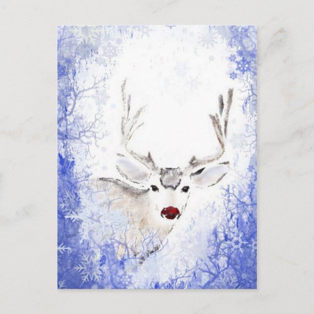 Weihnachten Spaß mit Deer Blue Snowflakes (Vorderseite)