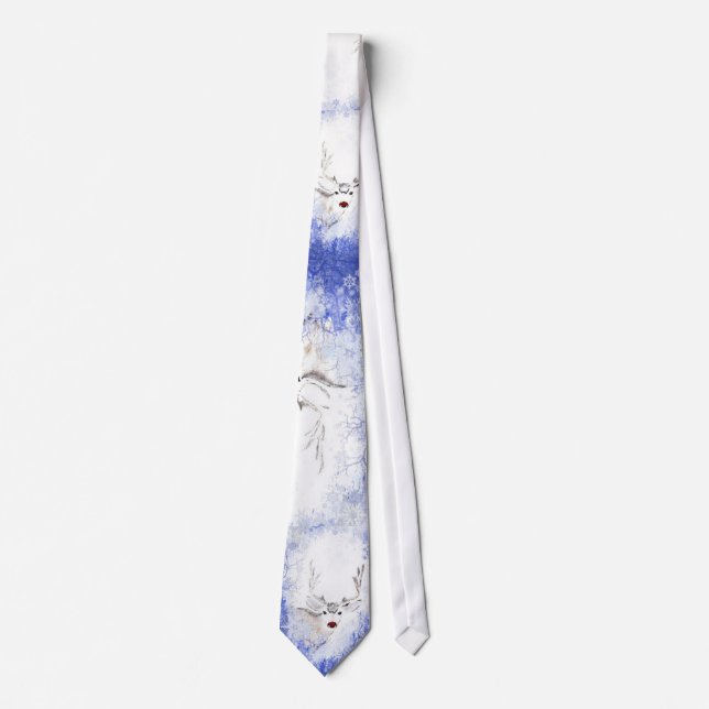 Weihnachten Spaß mit Deer Blue Snowflakes Krawatte (Vorderseite)