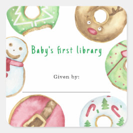 Weihnachten spendet Cookies - die erste Bibliothek Quadratischer Aufkleber