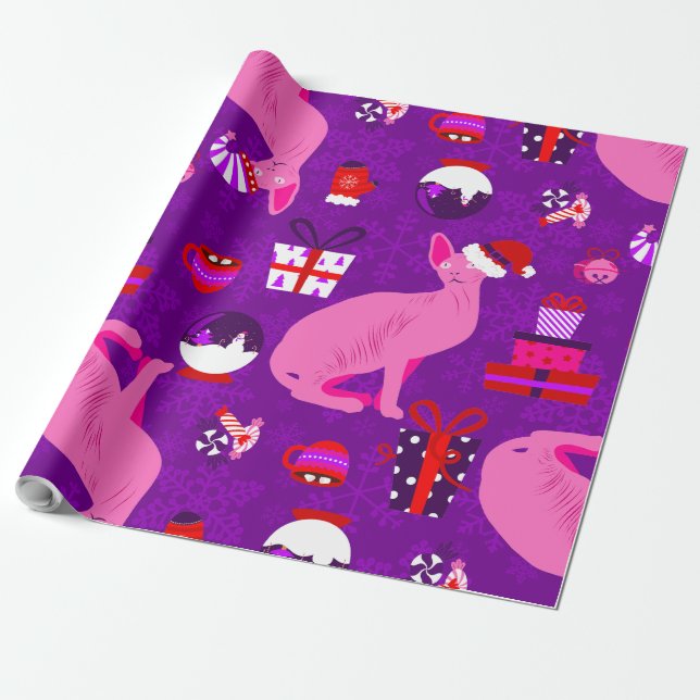 Weihnachten-Sphynx Geschenkpapier (Ungerollt)
