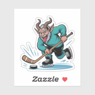 Weihnachten spielt Eishockey Gruseliges Weihnachte Aufkleber
