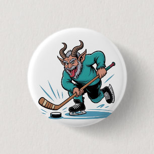 Weihnachten spielt Eishockey Gruseliges Weihnachte Button