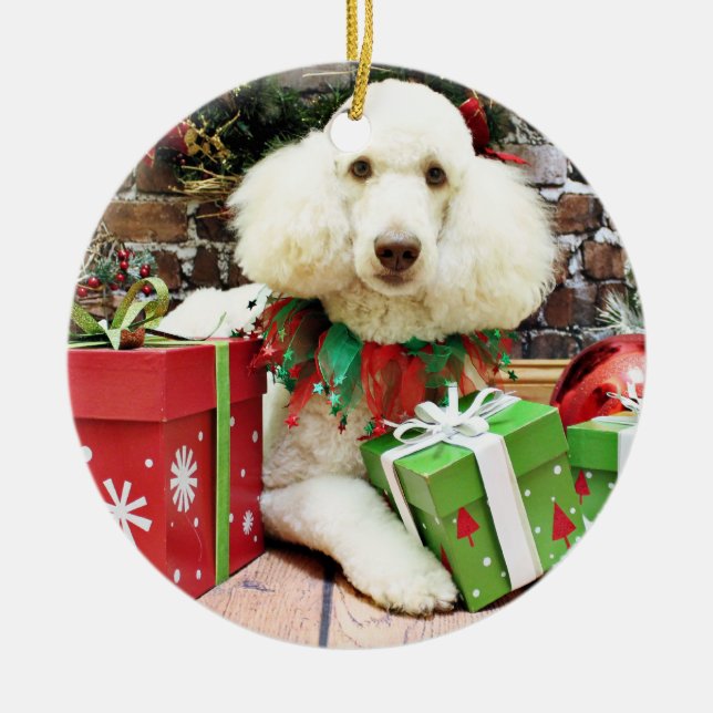 Weihnachten - Standardpudel - Lucy Keramik Ornament (Vorne)