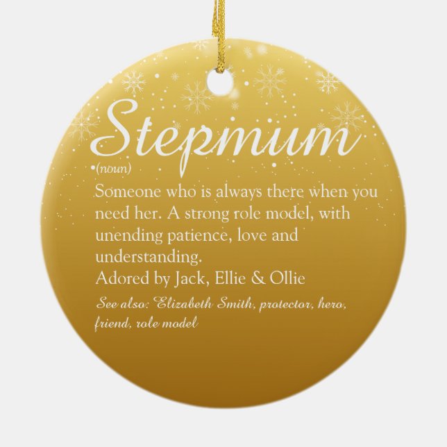 Weihnachten StepMom Stepmutter Definition Gold Keramik Ornament (Hinten)