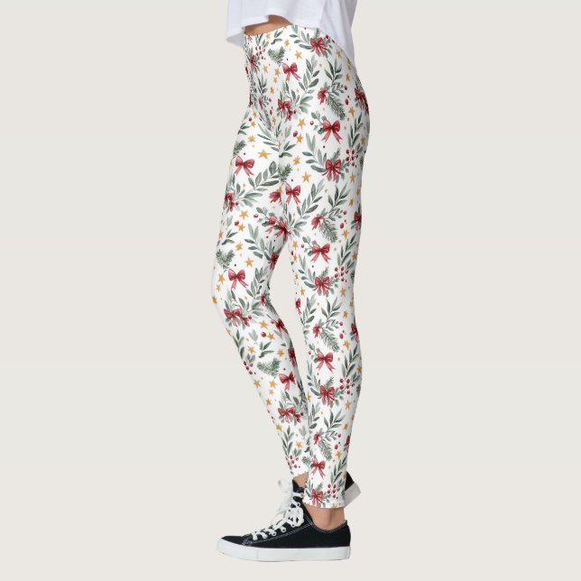 Weihnachten, Sterne und Bögen Leggings (Links)