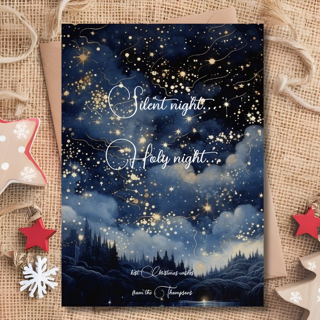 Weihnachten Stille heilige und sternige Nachtkarte Einladung (Von Creator hochgeladen)