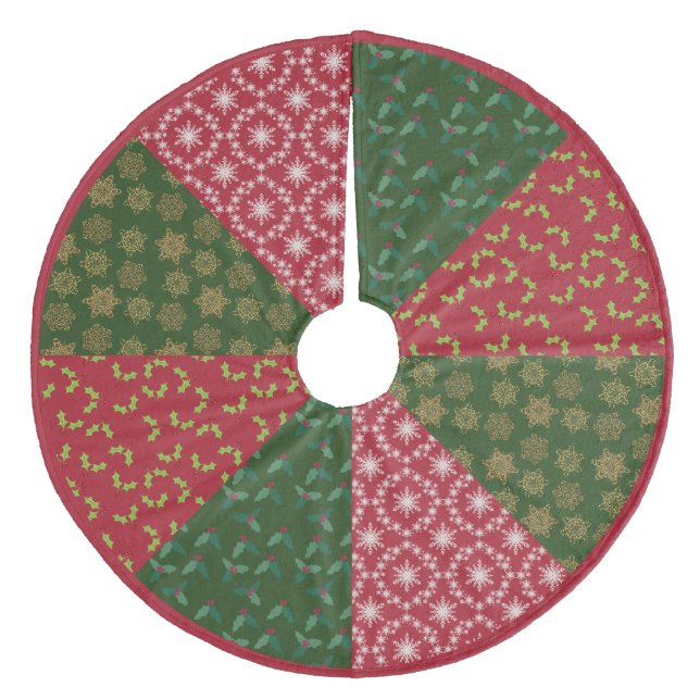 Weihnachten Stillen Holly und Schneeflocken Fleece Weihnachtsbaumdecke (Vorderseite)