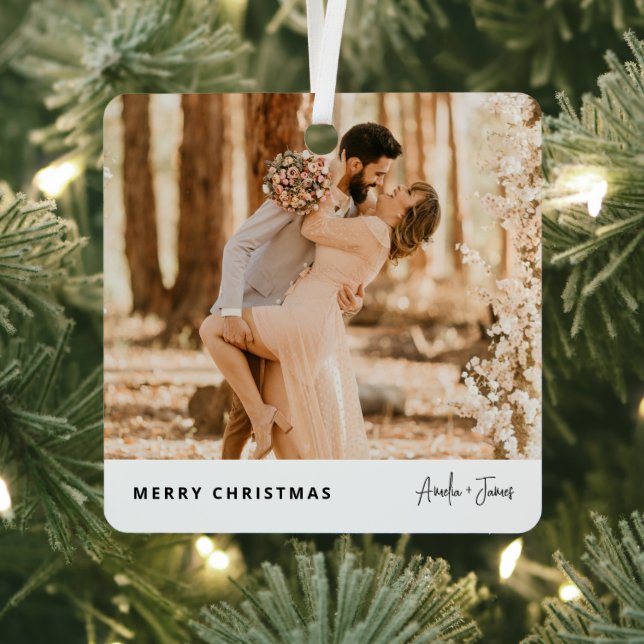 Weihnachten Stilvoll Modernes Trendy Foto Couple Ornament Aus Metall (InSitu)