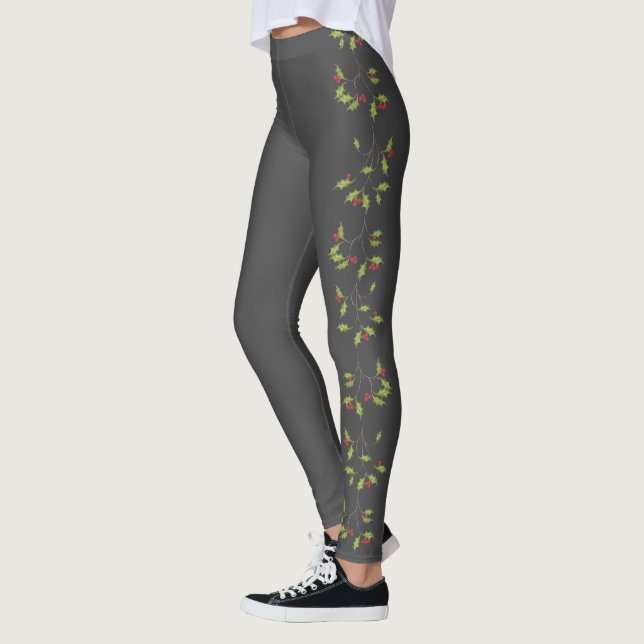 Weihnachten Stilvoll Urlaub Holly Berries Niedlich Leggings (Links)