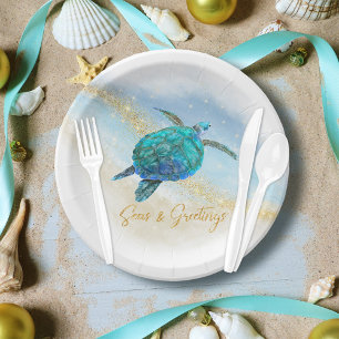 Weihnachten Strand Meer Schildkröten Meer und Grüß Pappteller