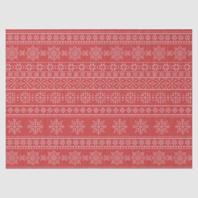 Weihnachten Stricken nordisch-rot-weißer Weihnacht Seidenpapier (Vorderseite)