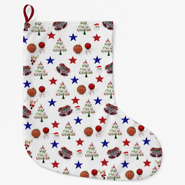 Weihnachten Strumpf, frohe Weihnachten Großer Weihnachtsstrumpf (Vorderseite)