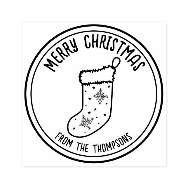 Weihnachten Strumpf Line Art Design Frohe Weihnach Gummistempel (Prägung)