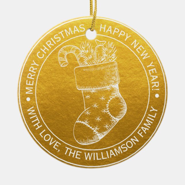 Weihnachten Strumpf Weihnachten Weihnachten Wünsch Keramik Ornament (Vorne)