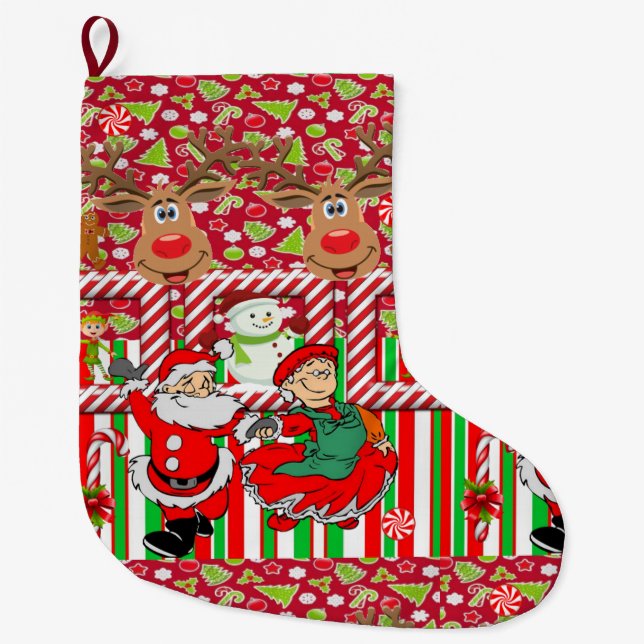 Weihnachten Strumpf, Weihnachtself Weihnachtsmann Großer Weihnachtsstrumpf (Vorderseite)
