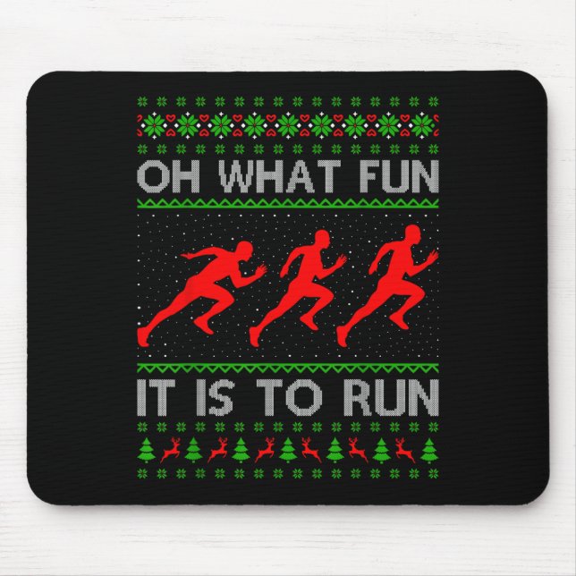Weihnachten stürzen eifrig Sweater Oh, was Spaß es Mousepad (Vorne)