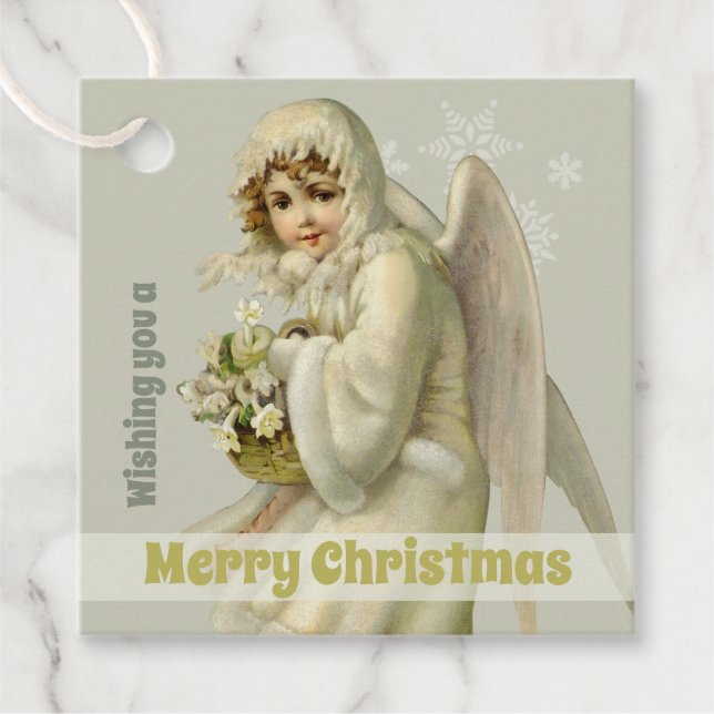 Weihnachten Süß Viktorianischer Winterengel CC1189 Geschenkanhänger (Vorderseite)