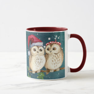 Weihnachten süße Eule Wildtier Weihnachtsmannmütze Tasse
