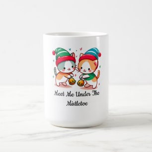Weihnachten Süße Katze Triff mich unter dem Mistel Kaffeetasse