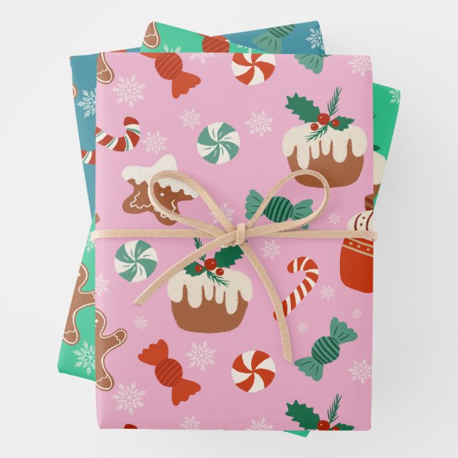 Weihnachten Süße Leckereien Muster Geschenkpapier Set (Beispiel)