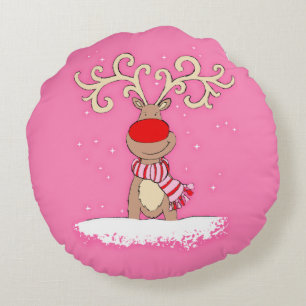 Weihnachten süße Mädchen rosa Rentier rundes Kisse Kissen