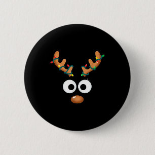 Weihnachten Süße Rentier Gesicht Geweihe Eingewick Button