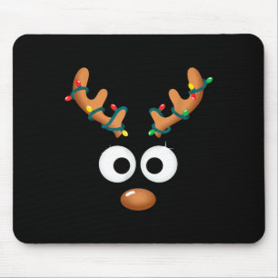 Weihnachten Süße Rentier Gesicht Geweihe Eingewick Mousepad