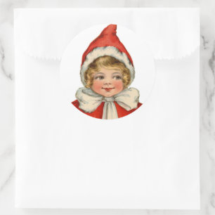 Weihnachten Süße Vintage-Elfen-Frau Runder Aufkleber