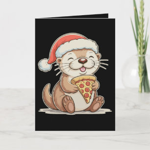 Weihnachten Süßer Otter isst Pizza Weihnachten San