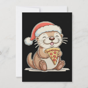 Weihnachten Süßer Otter isst Pizza Weihnachten San