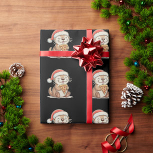 Weihnachten Süßer Otter isst Pizza Xmas Weihnachts Geschenkpapier