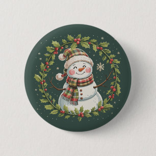 Weihnachten Süßer Schneemann Winter Saison Feierta Button